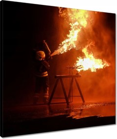 Vászonkép 50x50 Tűzoltó oltópróba