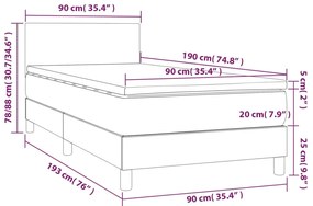 krémszínű szövet rugós és LED-es ágy matraccal 90x190 cm