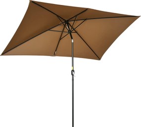 Outsunny Kerti Napernyő 202x293 cm Állítható Szögű Alumínium Tartóval és Védő UV Napernyő Kerti Teraszhoz Barna | Aosom