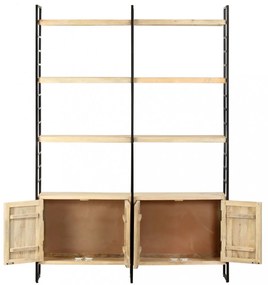 4-szintes tömör mangófa könyvespolc 124 x 30 x 180 cm