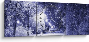 Kép - varázslatos téli éjszaka (órával) (90x30 cm)