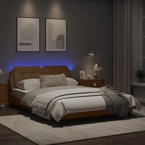 cappuccino színű ágykeret LED-ekkel matrac nélkül Zadar 120 x 200 cm
