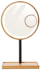 Lanaform - Fényerőszabályozós, LED-es kozmetikai tükör, 5V USB, bambusz