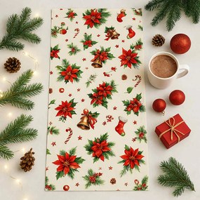 Karácsonyi terítő Karácsonyi rózsa 40 x 170 cm TiaHome