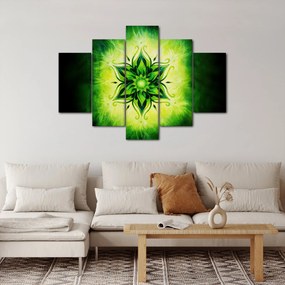 Kép - Virág mandala zöld háttérrel (150x105 cm)