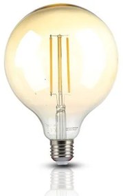 LED lámpa , égő , izzószálas hatás , filament , gömb , E27 foglalat , G125 , 12.5 Watt , meleg fehér , borostyán sárga