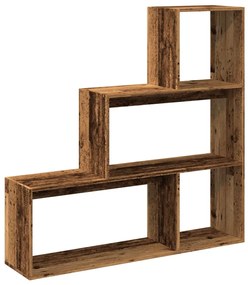 3 szintes antik fa színű fa elválasztó könyvespolc 123x29x123cm