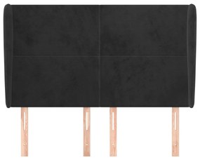 fekete bársony fejtámla szárnyakkal 147 x 23 x 118/128 cm