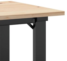 tömör fenyőfa és acél étkezőasztal O-vázzal 50x50x75 cm