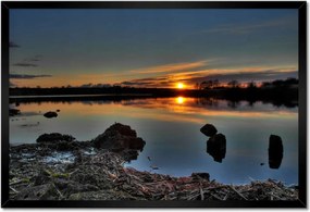 Poszter keretben 60x40 Naplemente tó