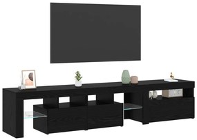 TV szekrények 2 db LED világítással Fekete tölgy Mérnöki fa