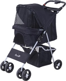 PawHut Összecsukható Állat Futóbicikli Kiskutyáknek Állat Szállító Kocsival Állítható Napernyővel Tároló Kosárral 2 Univerzális Kerékkel | Aosom