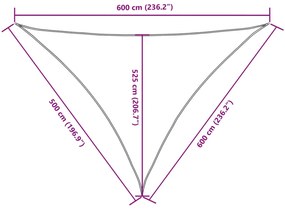 tópszínű háromszög alakú oxford-szövet napvitorla 5 x 6 x 6 m