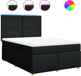 vidaXL fekete szövet rugós ágy matraccal 160x200 cm