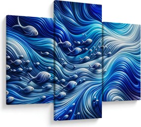 Kép – Halak a hullámokban (90x60 cm)