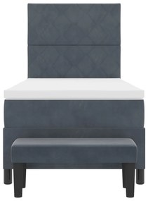 Boxspring ágy matraccal és paddal Sötétszürke 90x190 cm Bársonyos