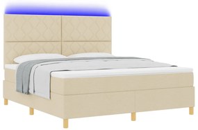 Box Spring Ágy Matrac &amp; LED Krém 180x200 cm Szövet
