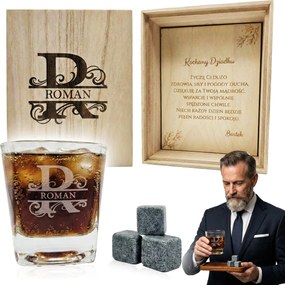 Whiskys Pohár Kövek Gravírozás Ajándék Születésnapi Doboz Férfi