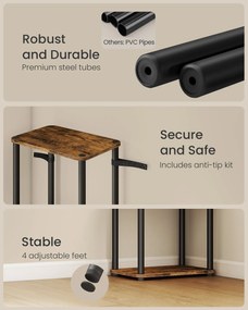 Szerszám nélküli, gyorsan összeszerelhető, 6 polcos tárolószekrény, barna/fekete