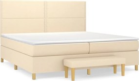 vidaXL krémszínű szövet rugós ágy matraccal 200 x 200 cm