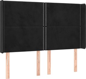 vidaXL fekete bársony fejtámla szárnyakkal 147x16x118/128 cm