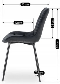 Szék fekete színben, bársony kárpittal CHRIS