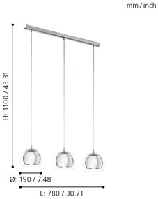 Eglo 94593 - Csillár ROCAMAR 3xE27/60W/230V