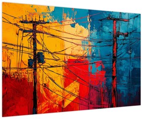 Kép - Absztrakt elektromos vezetékek (90x60 cm)