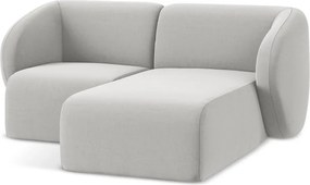 Világosszürke bársony sarokkanapé (jobb oldali-heverő résszel) Lani – Makamii