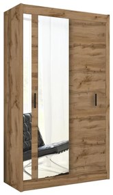 SABRINA gardróbszekrény tükörrel, 120x215 cm, woltan tölgy