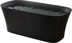 Fekete matt szabadonálló/álló ovális kád 160x75 szifonnal 5 év garancia