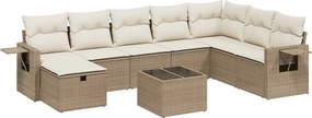 vidaXL 9 részes bézs polyrattan kerti ülőgarnitúra párnákkal