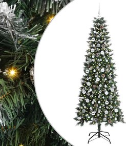vidaXL Mű karácsonyfa 300 LED-del Zöld 210 cm PVC és Műanyag és Acél