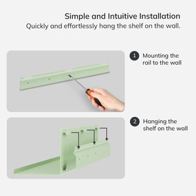 Fali polc JOANNE 700 mm, Fresh Style: pasztellzöld