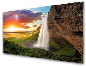 Akril üveg kép Mountain Waterfall Természet 100x50 cm