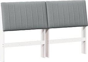 vidaXL Kárpitozott fejtámla Világosszürke 160 cm Tömör fenyőfa