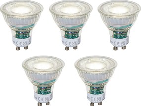 5 darabos GU10 50 mm-es dimmelhető LED izzókészlet, átlátszó, 2,5 W, 450 lm, 4000 K