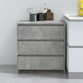 betonszürke szerelt fa tálalószekrény 70x41x75 cm