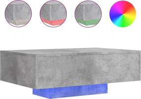 vidaXL betonszürke dohányzóasztal LED-lámpákkal 85 x 55 x 31 cm