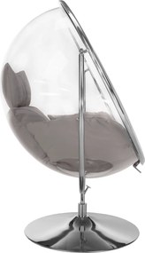Függő fotel állvánnyal, átlátszó/ezüst/szürke, BUBBLE NEW TYP 2