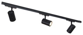 Sínrendszer fekete, beépített LED-del, fényerőszabályozóval, 3-lámpás, 3 fázisú, jobb oldali - Ruler 38