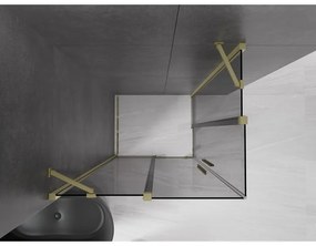 Mexen Velar Duo, zuhanykabin tolóajtóval 90 x 80 cm, 8mm szürke üveg, arany matt, 871-090-080-42-55