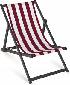 Bordó Csíkos Fa Napozóágy Kerti Napozóágy Összecsukható Strapabíró