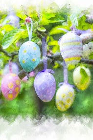 Poszter 20x30cm Húsvéti tojások lógnak az ágakon 2, Assaf Frank