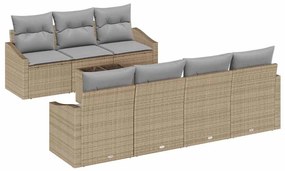 vidaXL Kanapé Szett párnával 8 pcs Beige és Világosszürke polirattan