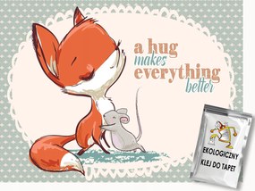 Fotótapéta Flizelina Gyerekek Állatok Róka Egér Barátság Ölelés 100x75 ragasztó