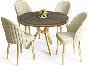 Mos étkezőgarnitúra, antracit-arany, 90 cm – TR240CHR2909