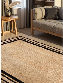 Fekete-natúr színű kétoldalas-kézi szövésű juta szőnyeg 120x170 cm Jutta – Hanse Home