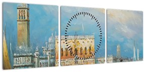 Kép - gondola Velencén áthaladva, olajfestmény (órával) (90x30 cm)