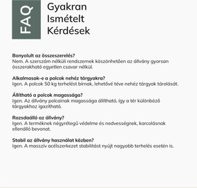 Keskeny fém polc antracit: JOHNNY, 1800 x 450 x 420 mm